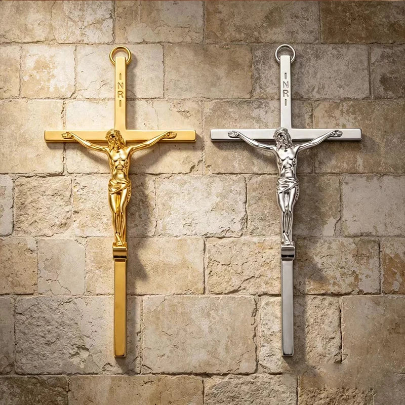 Gold-Plated Catholic Wall Crucifix - 15 cm