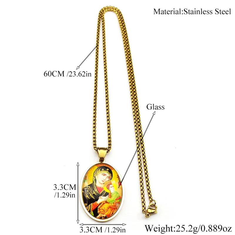 Our Lady of Perpetual Help Pendant Necklace – Catholic Marian Devotional