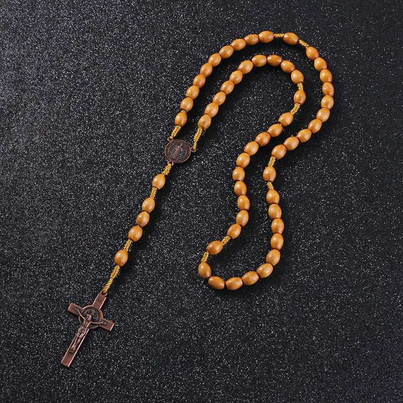 Saint Benedict Medal Rosary for Protection – Handcrafted Wooden Catholic Rosary