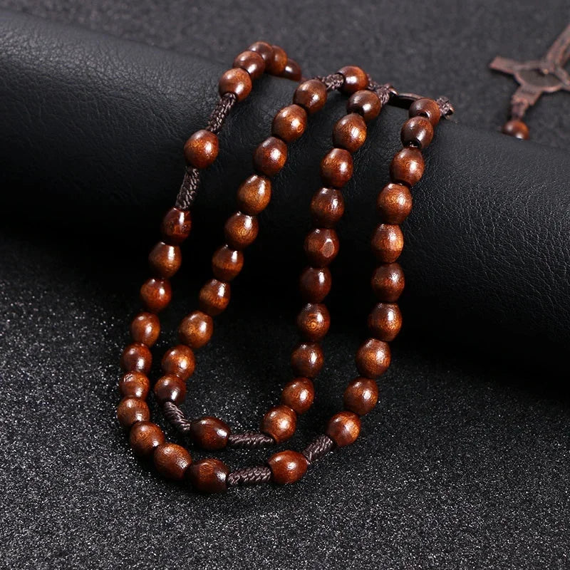 Saint Benedict Exorcist Wooden Rosary Beads
