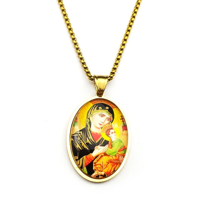 Our Lady of Perpetual Help Pendant Necklace – Catholic Marian Devotional