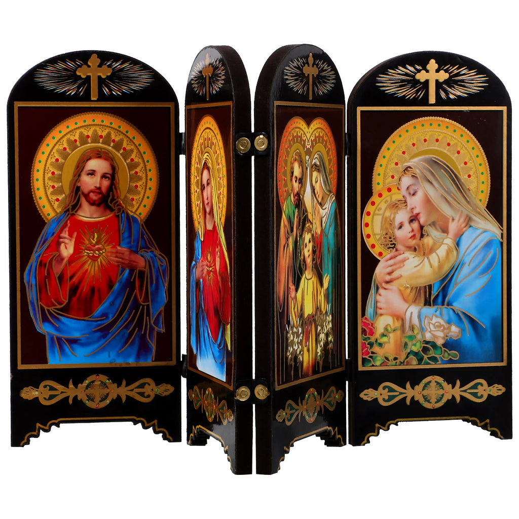 Holy Family Wood Plaque – Catholic Christmas Table & Wall Decor | Jesus, Mary & Joseph Wooden Home Blessing Icons