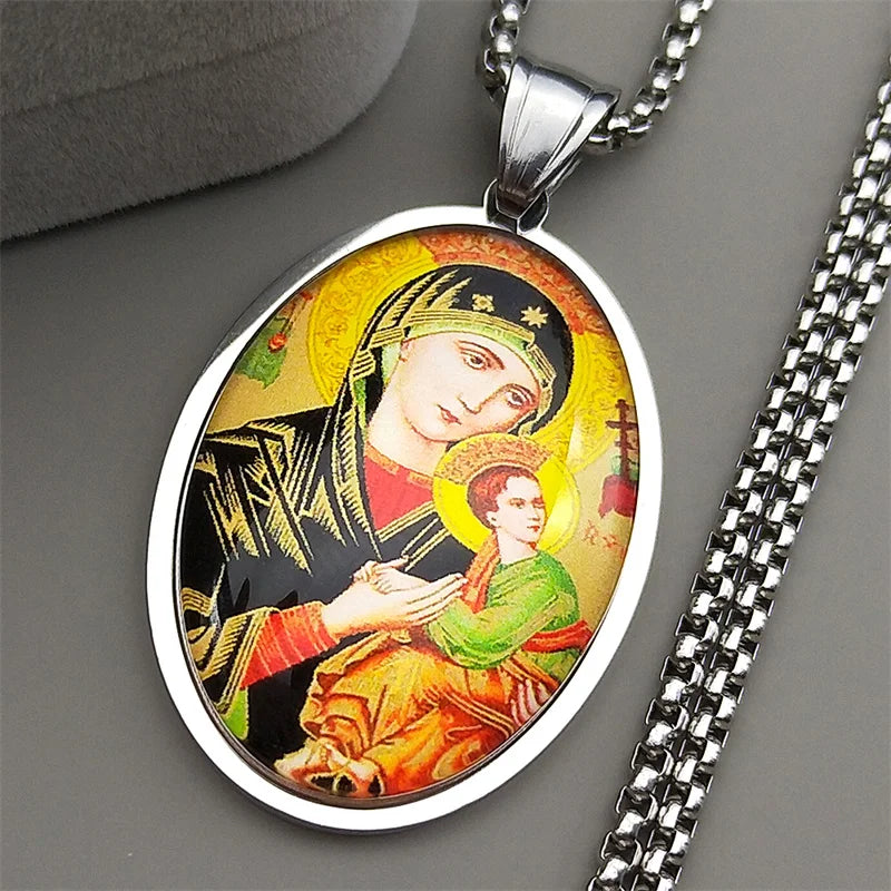 Our Lady of Perpetual Help Pendant Necklace – Catholic Marian Devotional