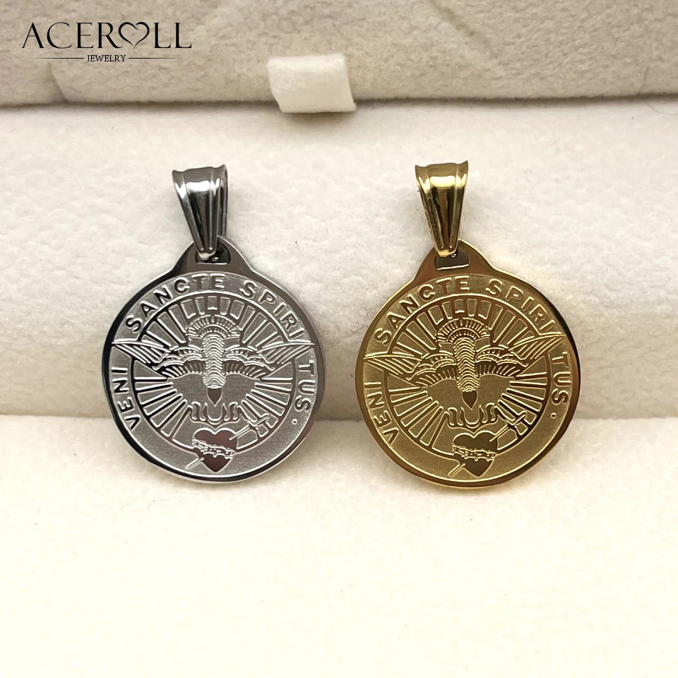 Come Holy Spirit Medal Pendant – Catholic Stainless Steel Devotional