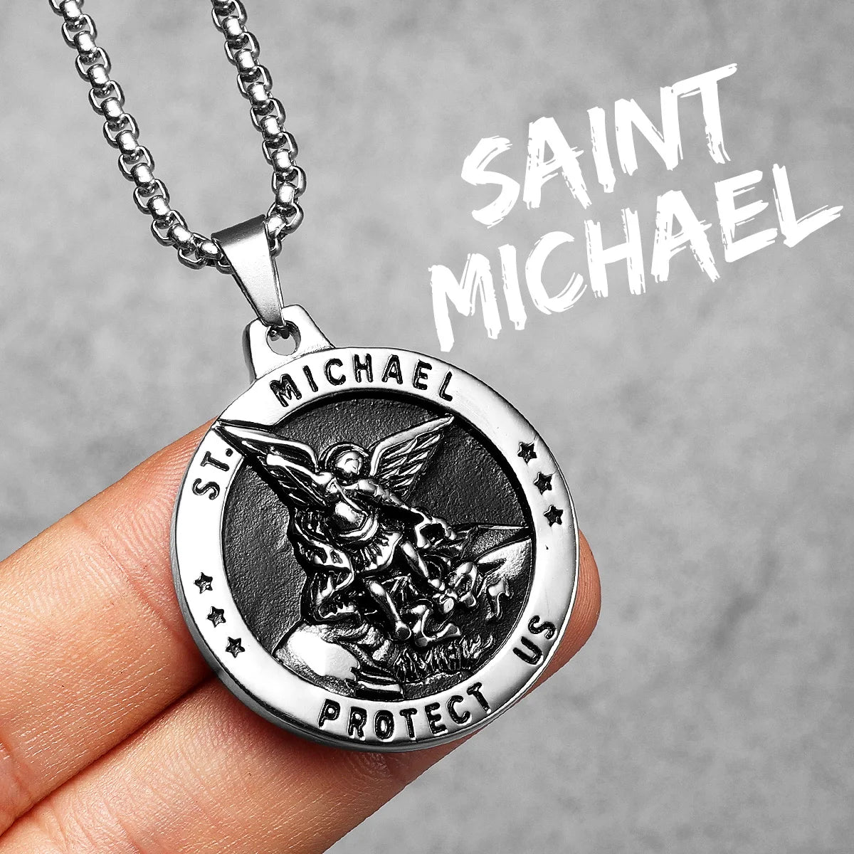 Saint Michael the Archangel Stainless Steel Pendant – Catholic Protection Devotional