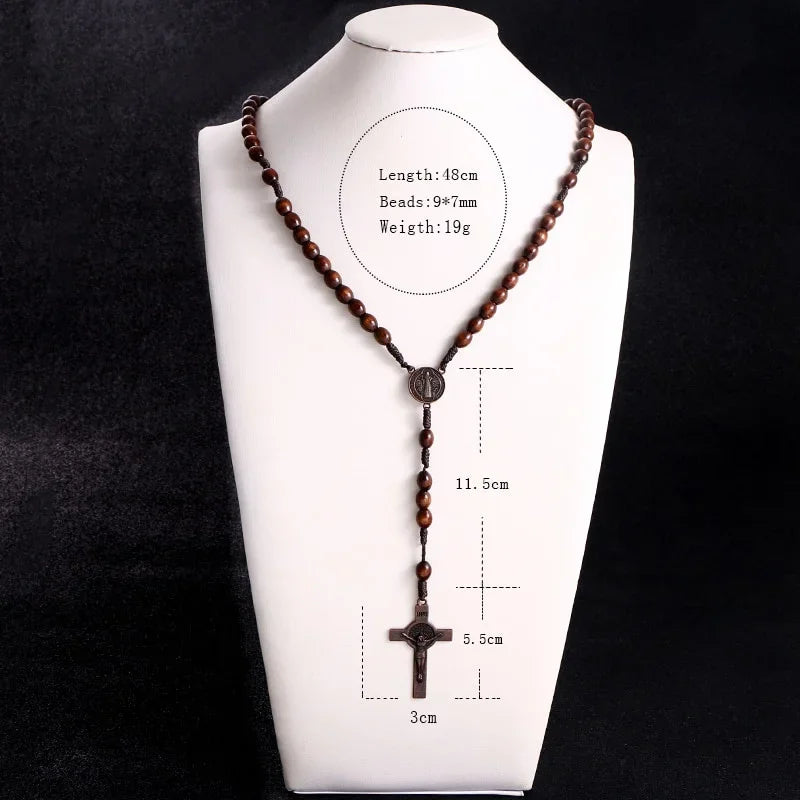 Saint Benedict Exorcist Wooden Rosary Beads