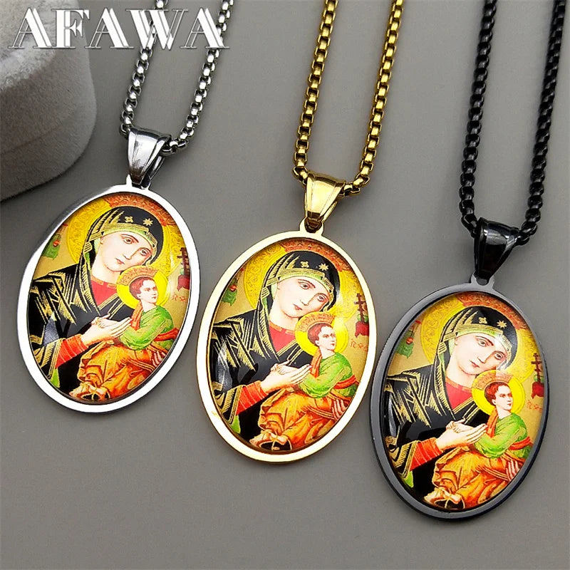 Our Lady of Perpetual Help Pendant Necklace – Catholic Marian Devotional