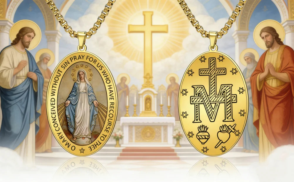 Miraculous Medal Pendant – Virgin Mary Catholic Protection Necklace