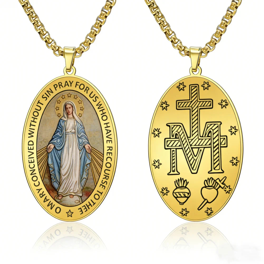 Miraculous Medal Pendant – Virgin Mary Catholic Protection Necklace