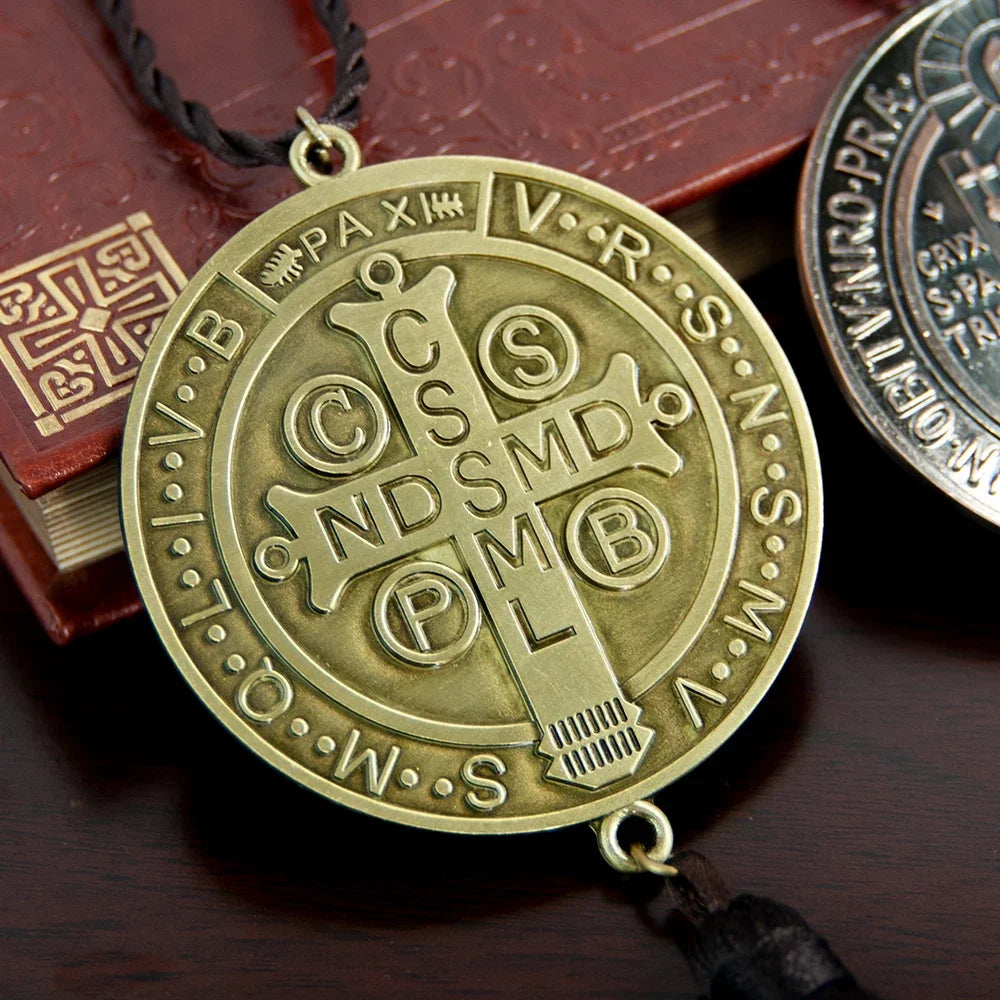 Saint Benedict Medal with Tassel – Gold & Silver Plated Catholic Protection Devotional