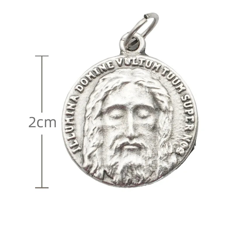 Holy Face of Jesus Double-Sided Medal Pendant Necklace-Shroud of Turin Devotion, Eucharistic Back, Catholic Devotional