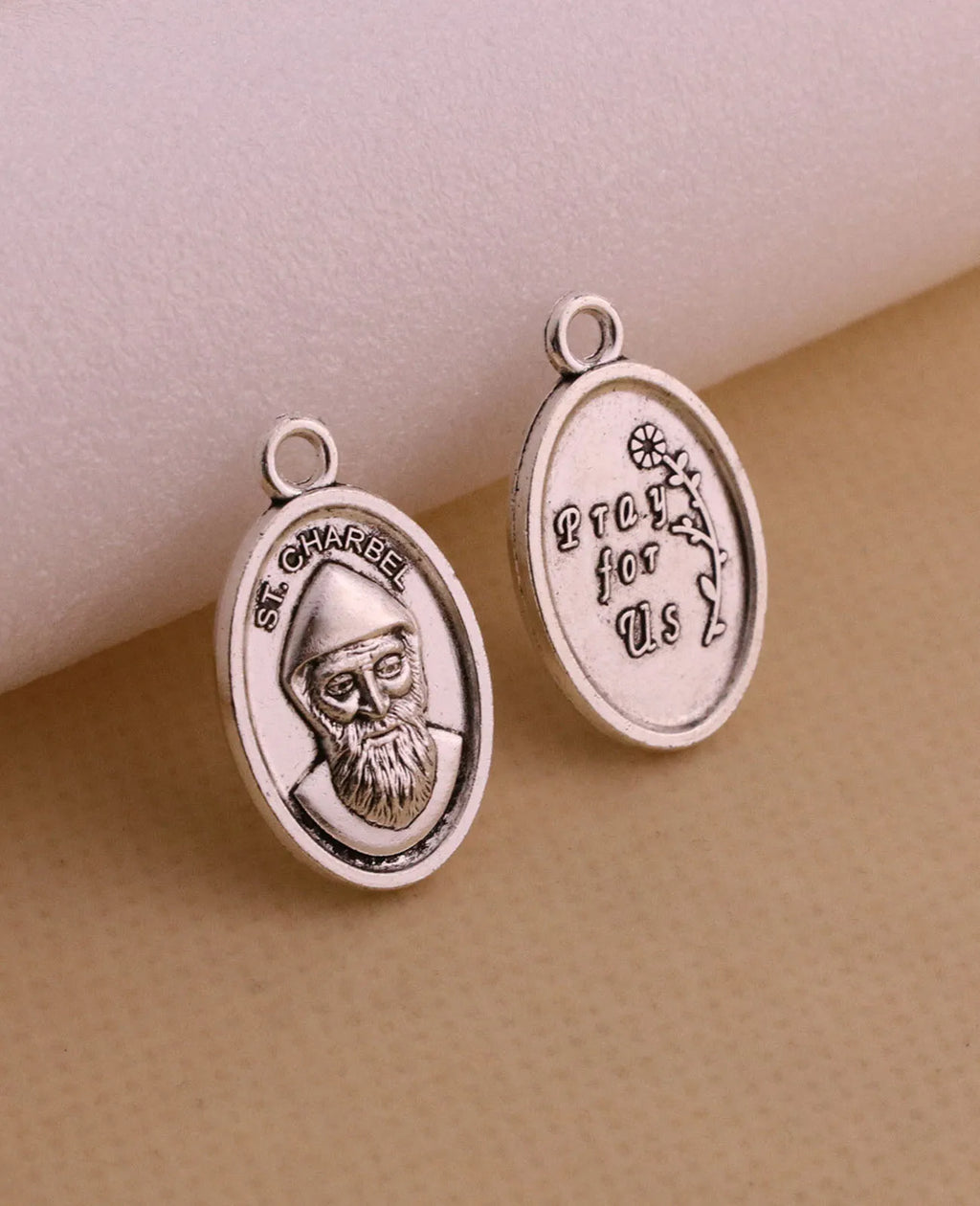 30PCS Saint Charbel Medals– Oval “Pray for Us” Saint Charbel Pendants