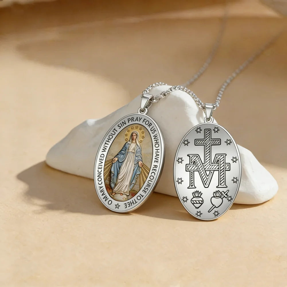 Miraculous Medal Pendant – Virgin Mary Catholic Protection Necklace