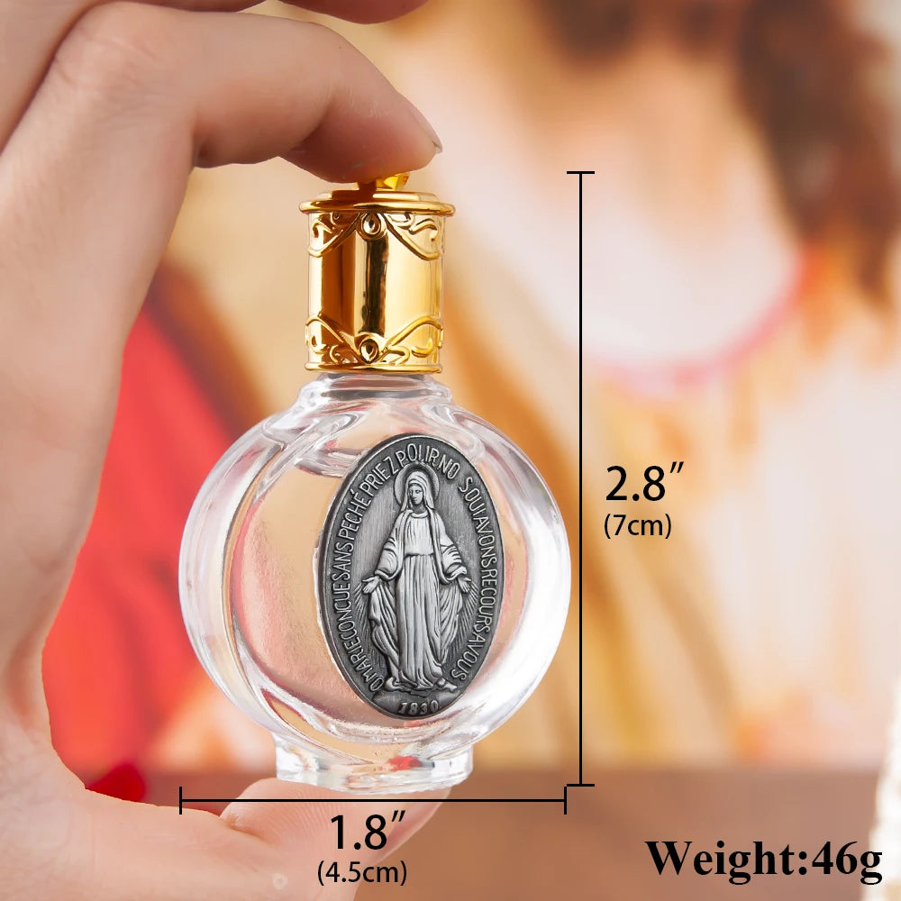 Holy Water Bottle with Miraculous Medal – Sacred Vessel