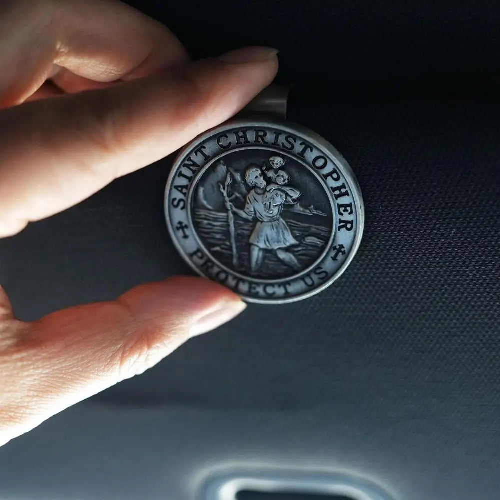 Saint Christopher Visor Clip – Catholic Car Protection Devotional for Safe Travel