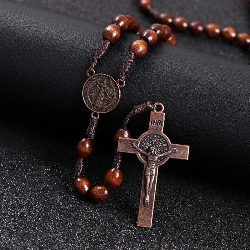 Saint Benedict Exorcist Wooden Rosary Beads