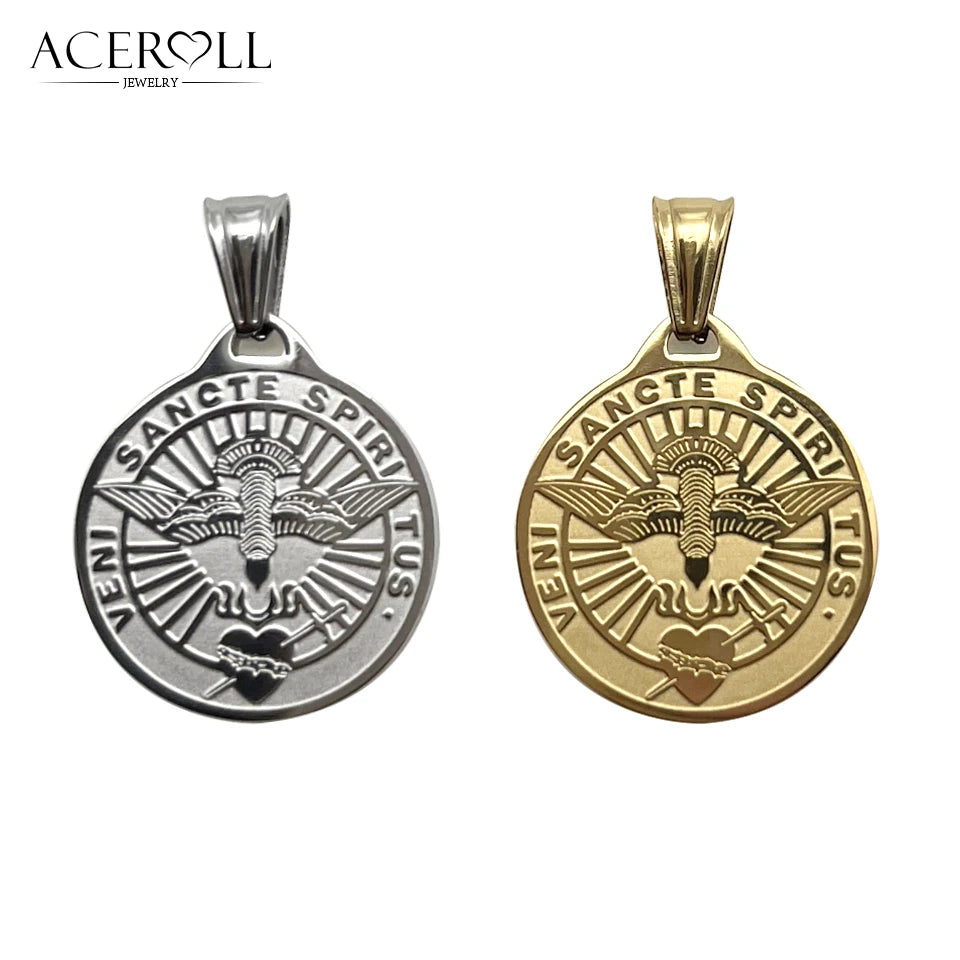Come Holy Spirit Medal Pendant – Catholic Stainless Steel Devotional