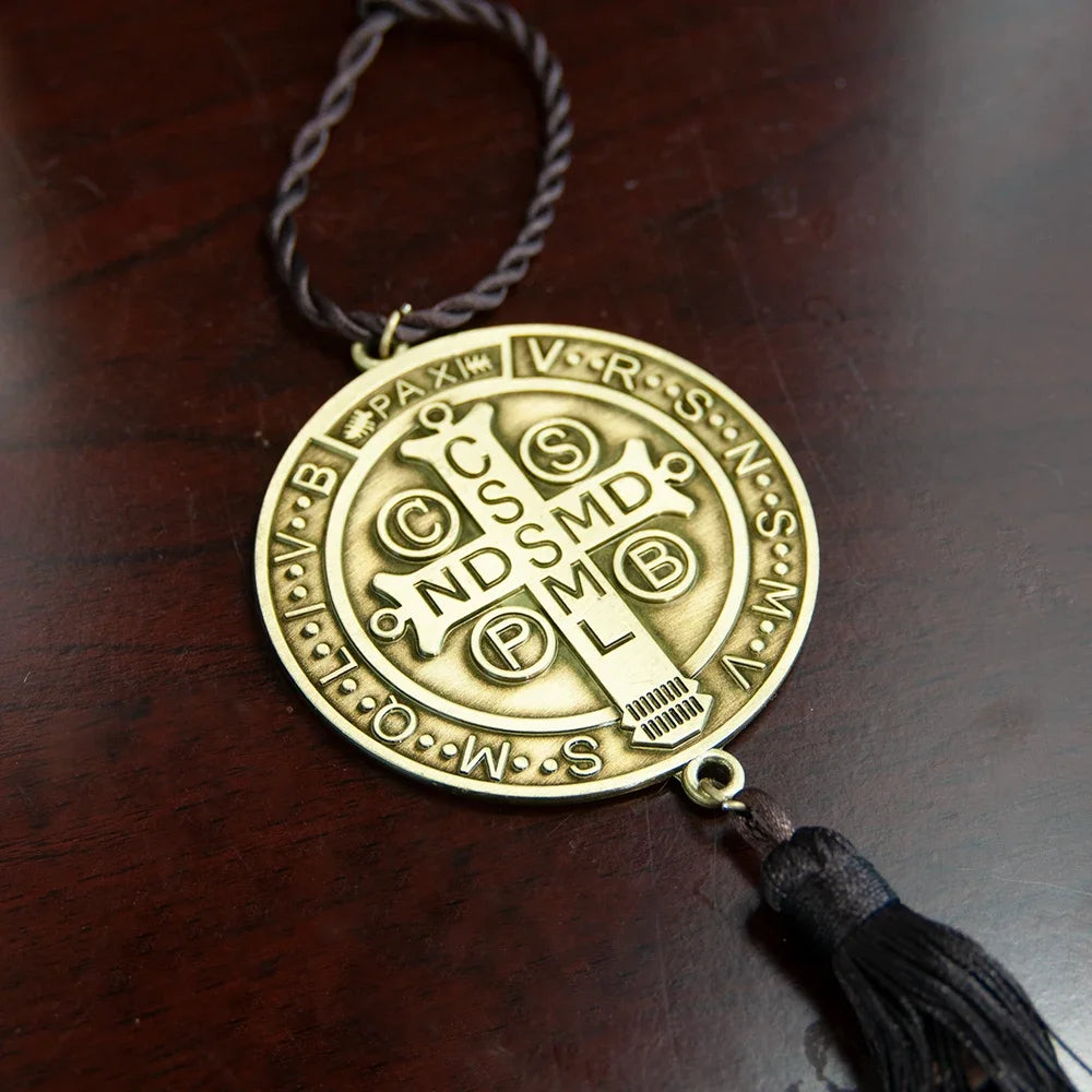 Saint Benedict Medal with Tassel – Gold & Silver Plated Catholic Protection Devotional