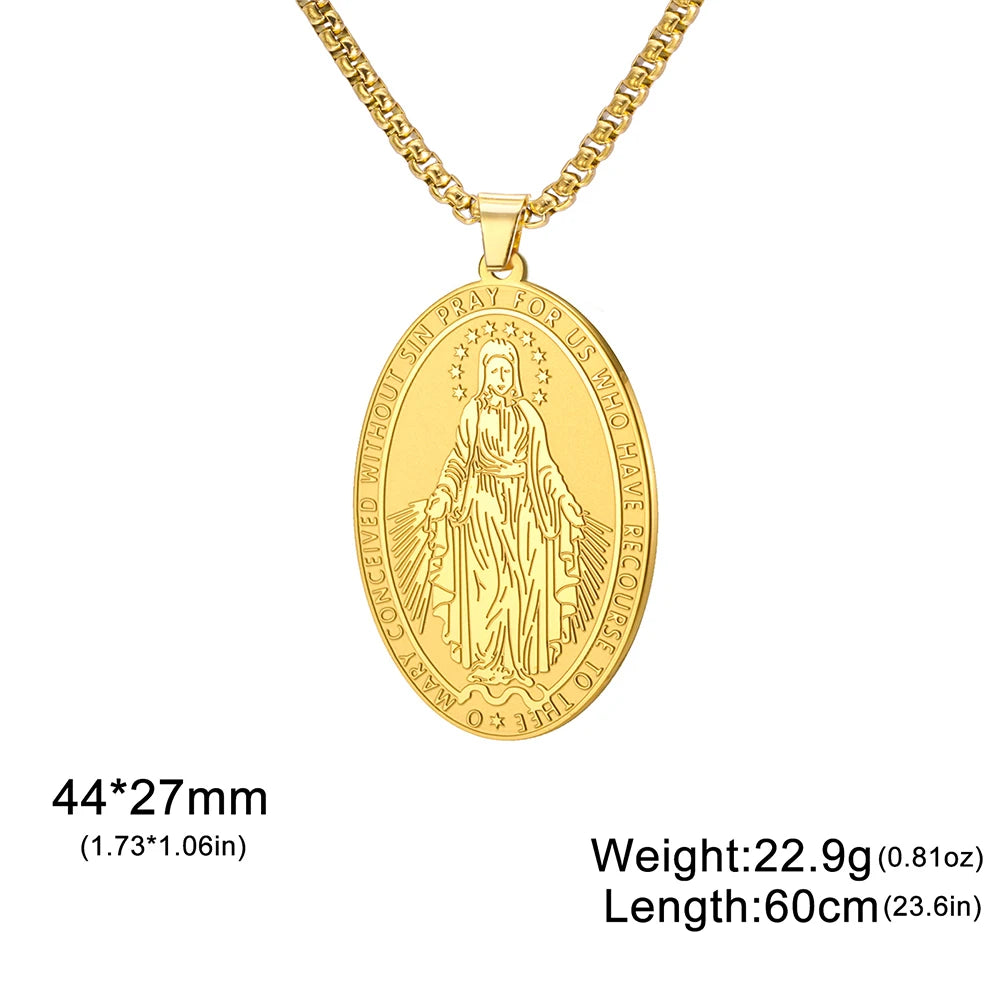 Miraculous Medal Pendant – Double-Sided Virgin Mary Catholic Necklace