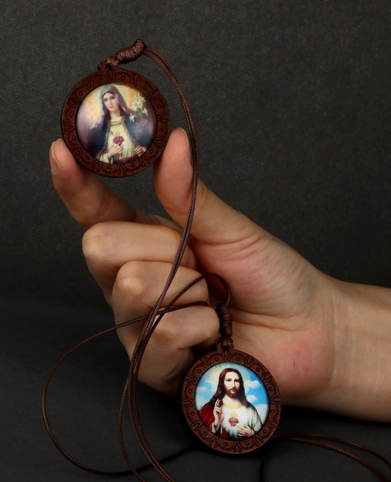 Sacred Heart of Jesus and Our Lady Wooden Scapular – Catholic Devotional