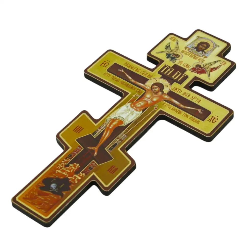 Wall Crucifix Ornament Double-Sided Wooden Byzantine Crucifix