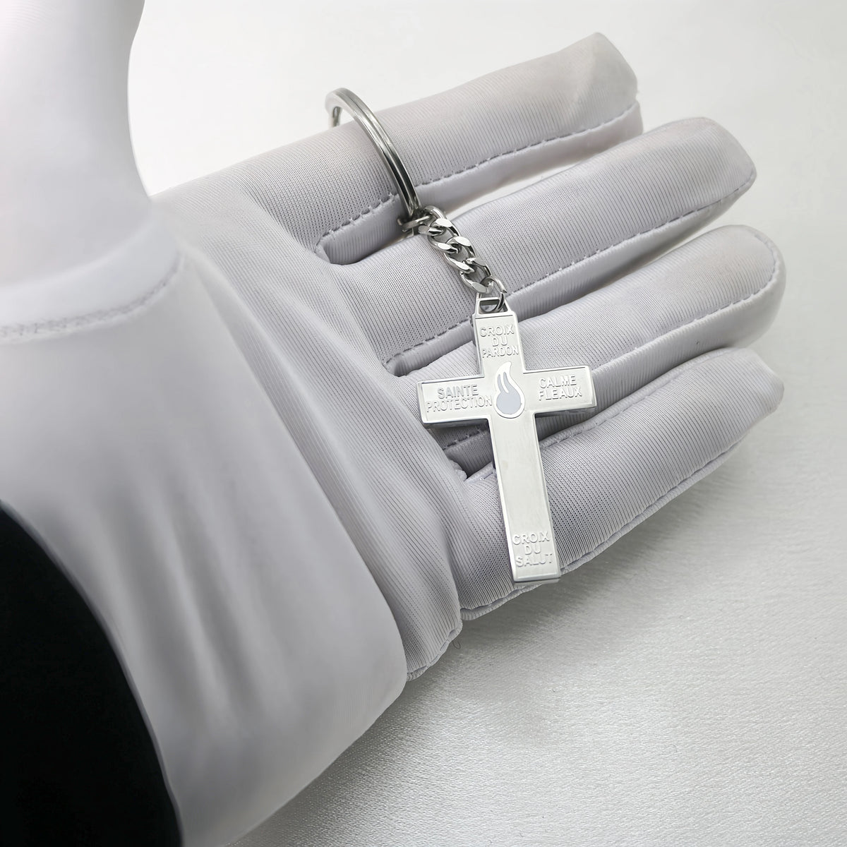 Stainless Steel Pardon Cross Keychain | Devotional Accessory