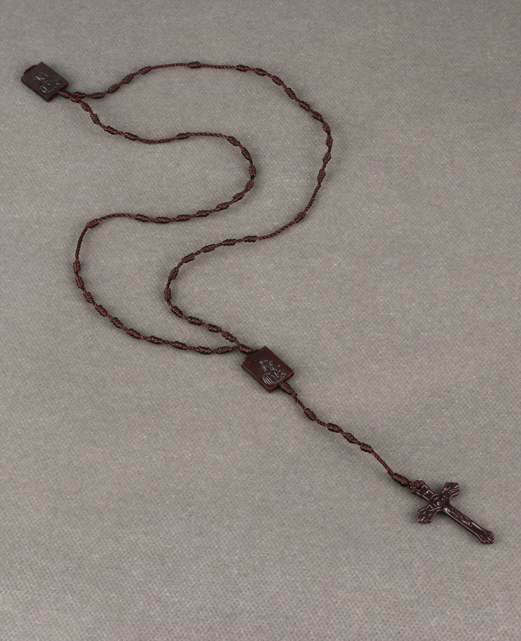 Our Lady of Mount Carmel Braided Scapular Rosary Necklace with Crucifix Cross – Catholic Devotional Protection Necklace (Unisex)