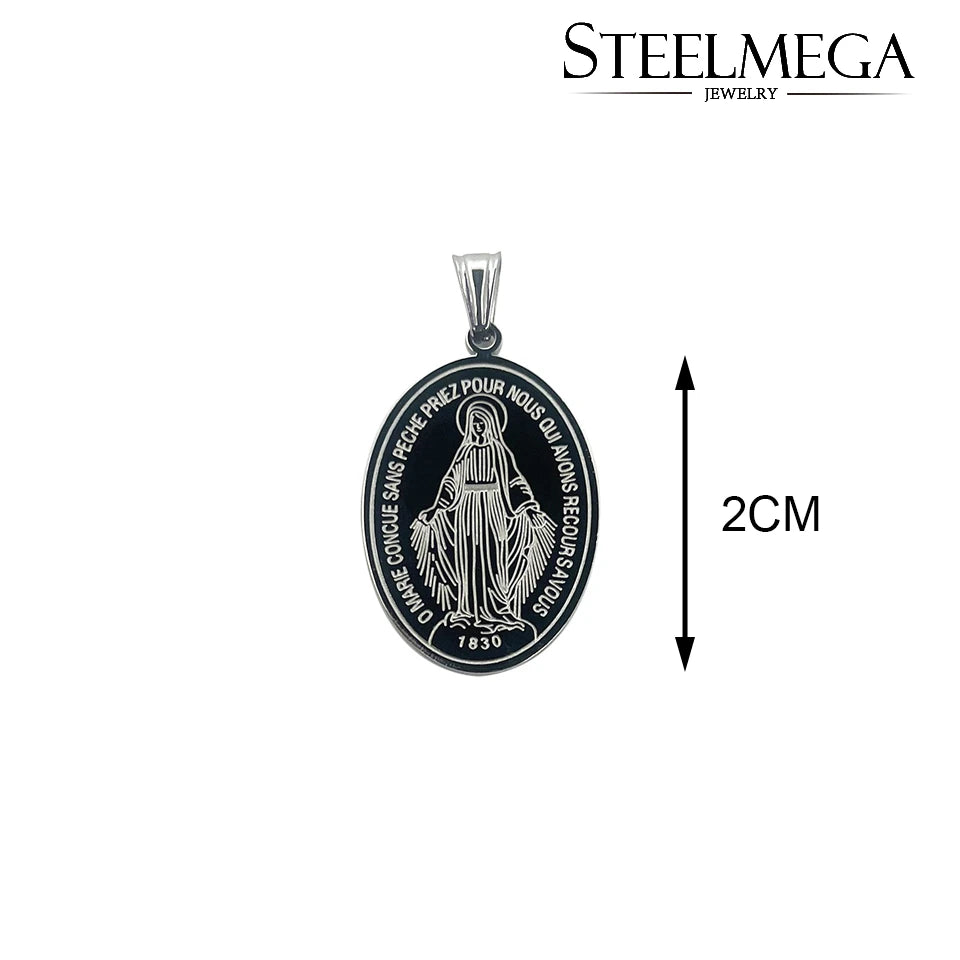 Miraculous Medal – Stainless Steel Catholic Necklace of Our Lady of the Miraculous Medal | Unisex Devotional Medal