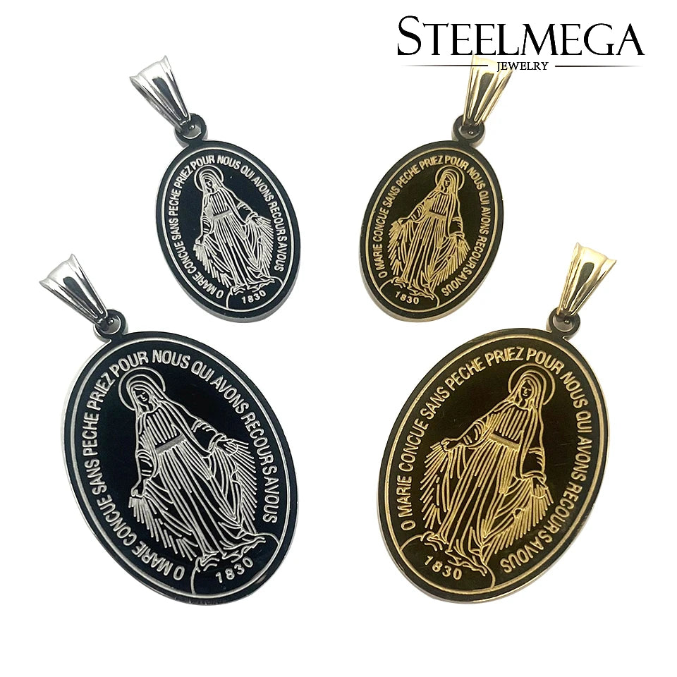 Miraculous Medal – Stainless Steel Catholic Necklace of Our Lady of the Miraculous Medal | Unisex Devotional Medal