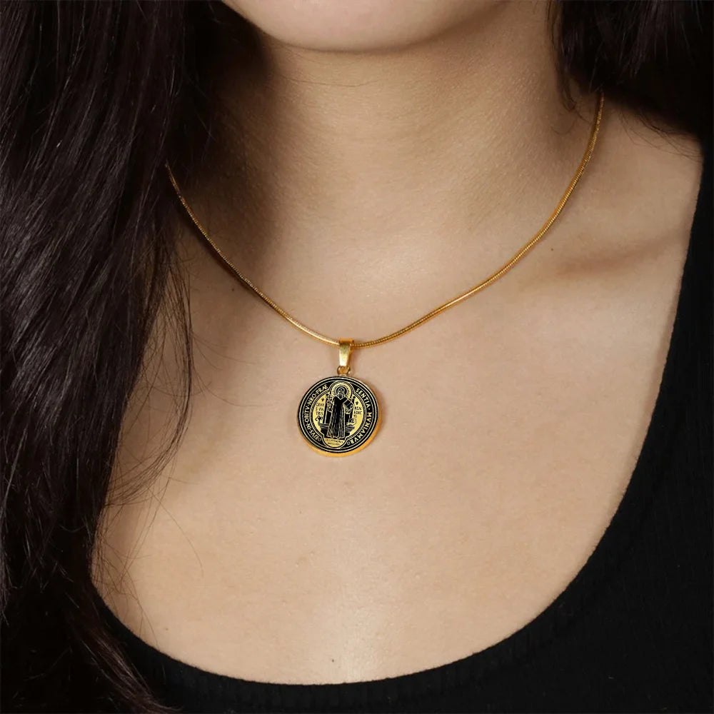 Saint Benedict & Saint Michael Protection Necklace – Catholic Stainless Steel Devotional