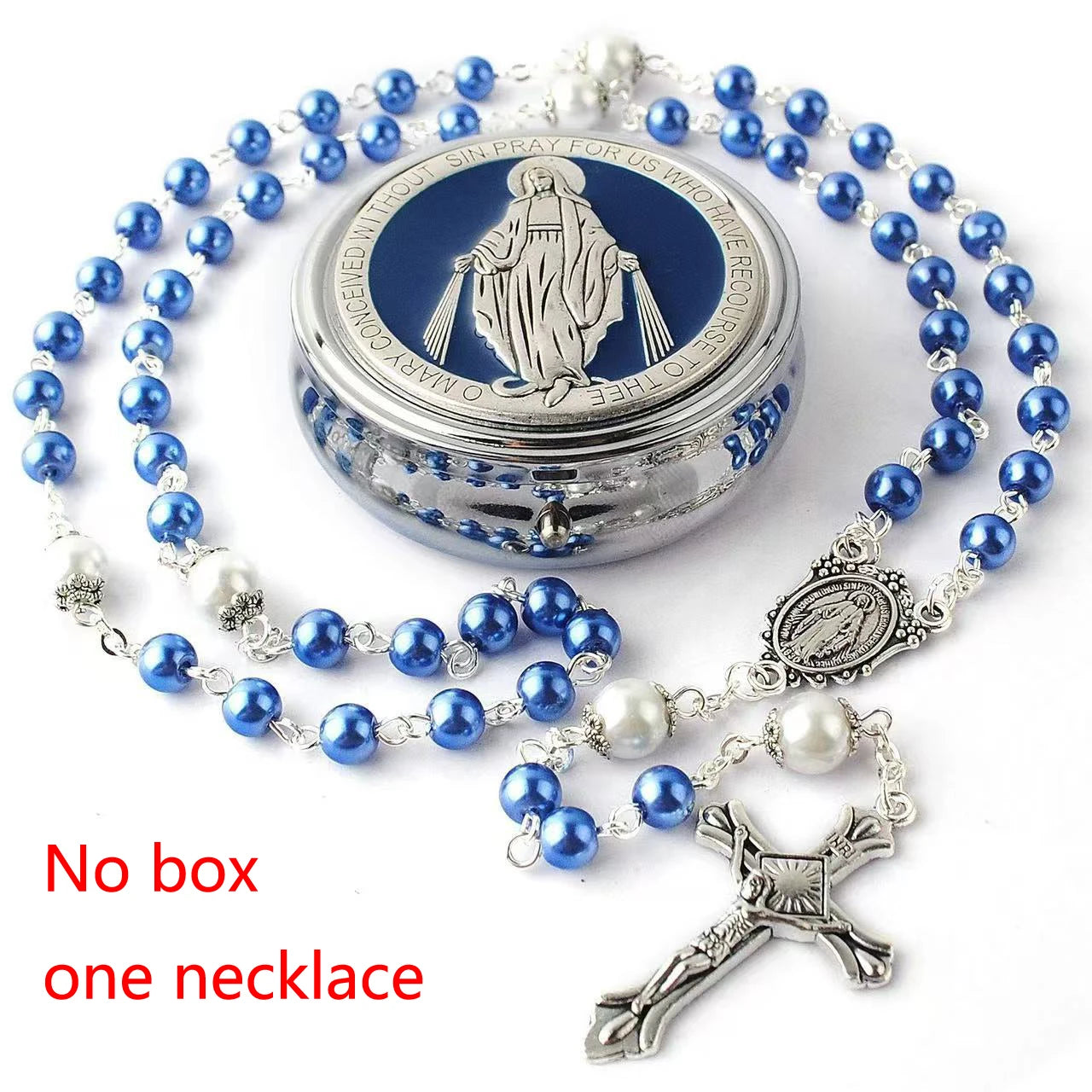 Virgin Mary Glass Pearl Necklace – Catholic First Communion Gift for Boys & Girls