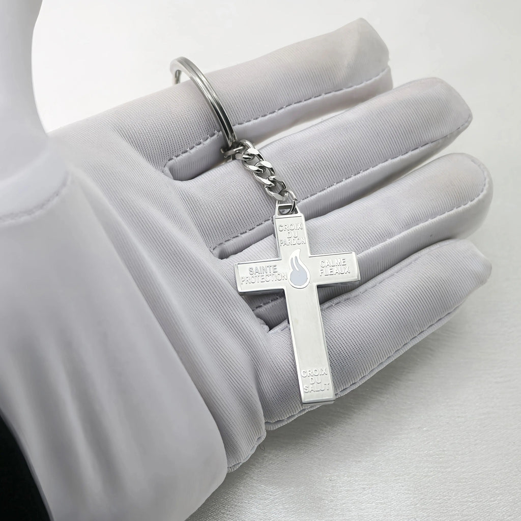Stainless Steel Pardon Cross Keychain | Devotional Accessory