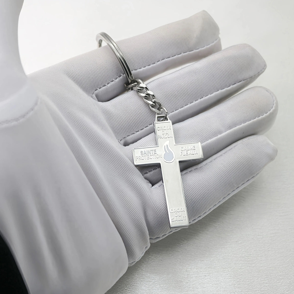 Stainless Steel Pardon Cross Keychain | Devotional Accessory