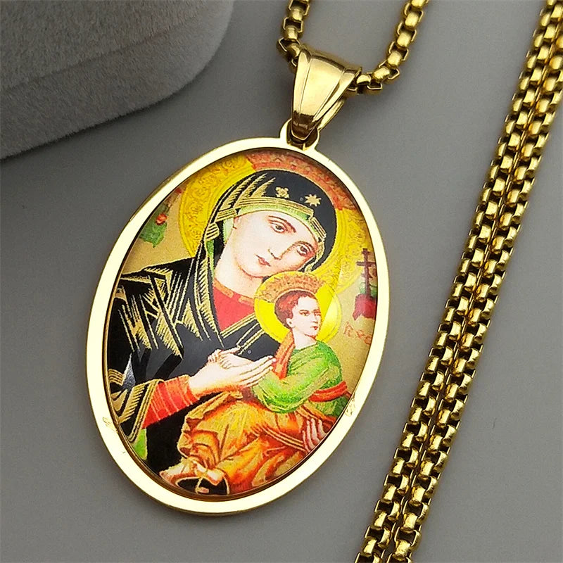 Our Lady of Perpetual Help Pendant Necklace – Catholic Marian Devotional