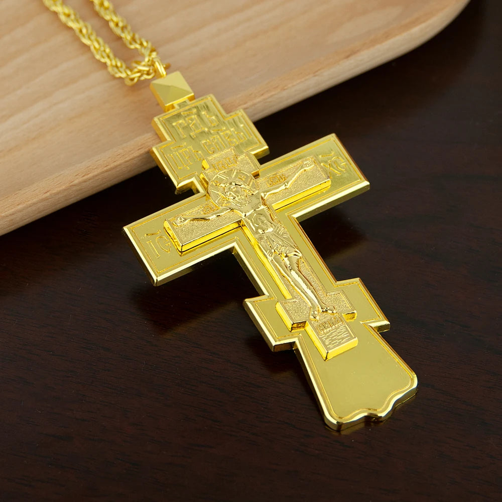 Byzantine Jesus Cross Pendant Necklace – Devotional Religious Prayer Jewelry for Faith and Worship