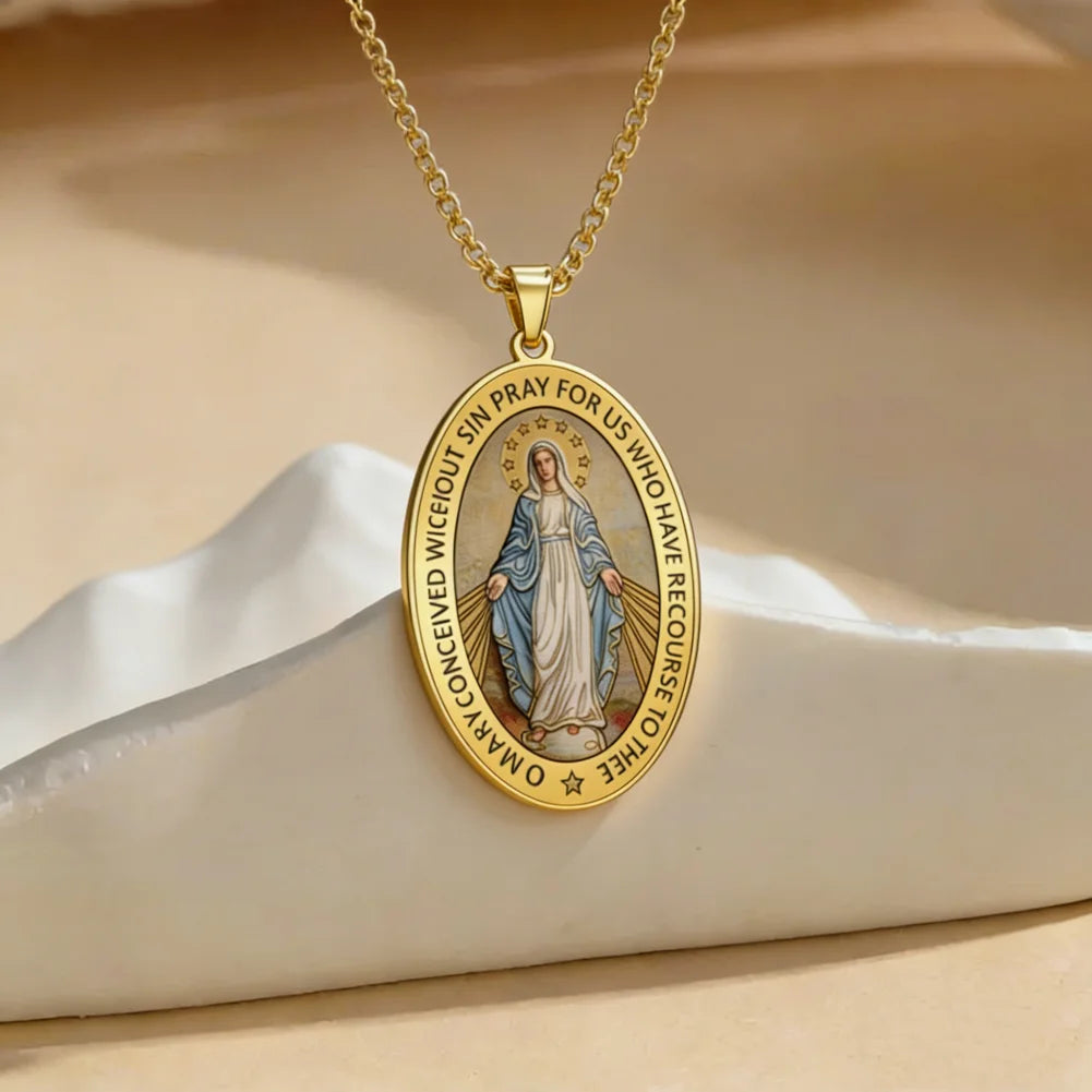Miraculous Medal Pendant – Virgin Mary Catholic Protection Necklace