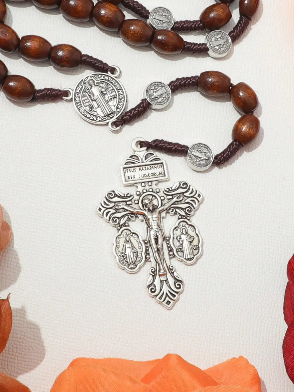 Handwoven Wooden Rosary with Crucifix – Catholic Faith and Prayer