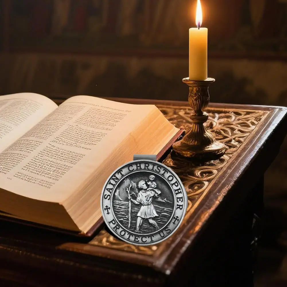 Saint Christopher Visor Clip – Catholic Car Protection Devotional for Safe Travel