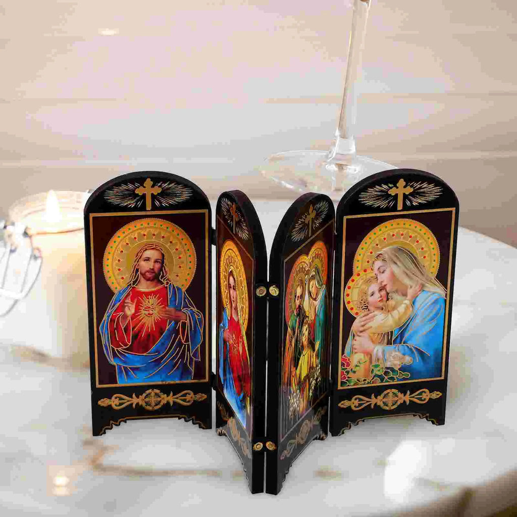 Holy Family Wood Plaque – Catholic Christmas Table & Wall Decor | Jesus, Mary & Joseph Wooden Home Blessing Icons