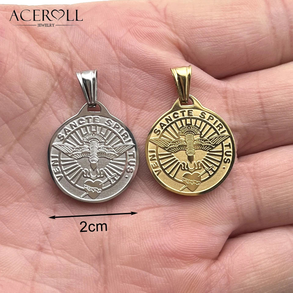 Come Holy Spirit Medal Pendant – Catholic Stainless Steel Devotional