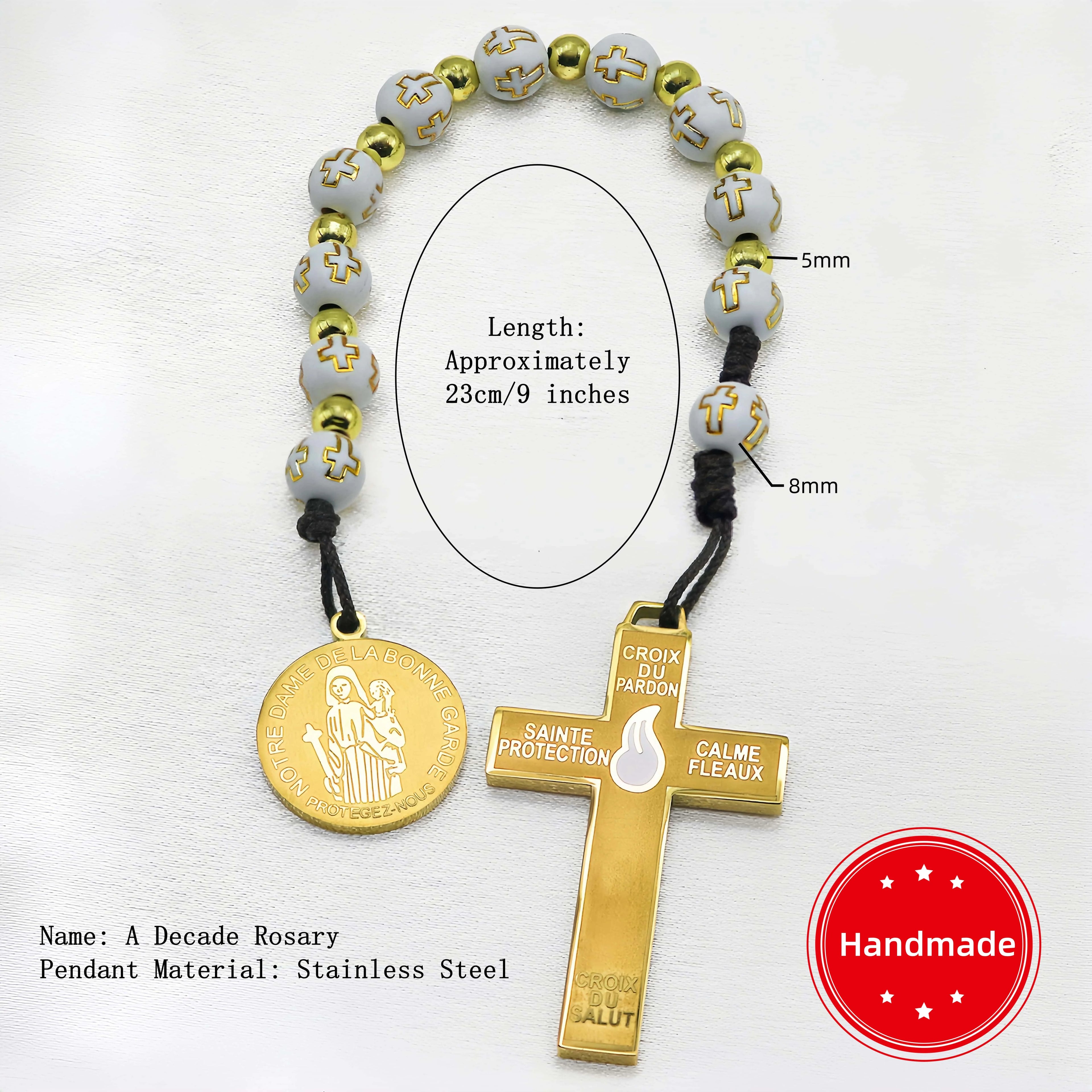 Gold Plated or Stainless Steel - Cross of Forgiveness (Cross of Pardon or Precious Blood Cross) – Marie-Julie Jahenny Holy Protection Cross with Bonne Garde Rosary Variants