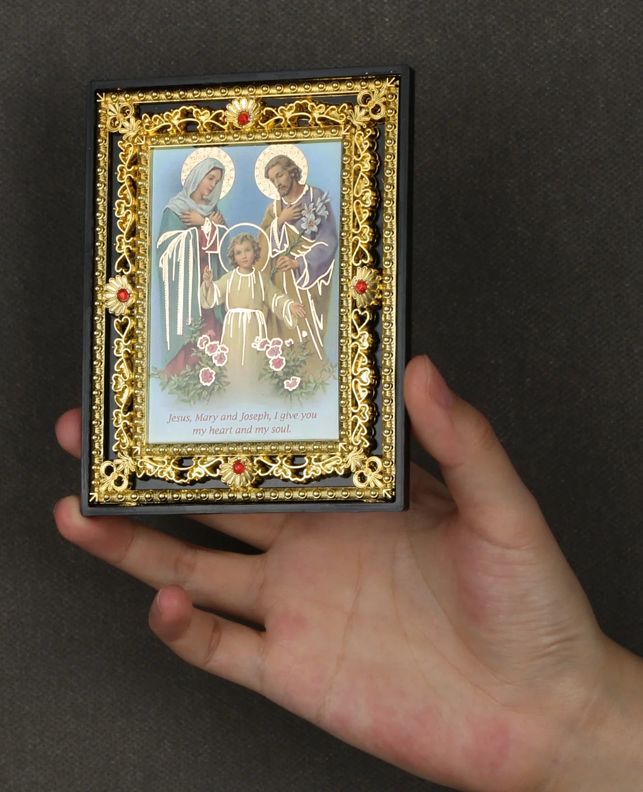 Catholic Holy Family Icon Square Frame