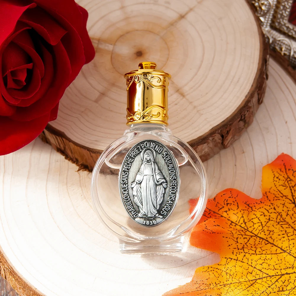 Holy Water Bottle with Miraculous Medal – Sacred Vessel