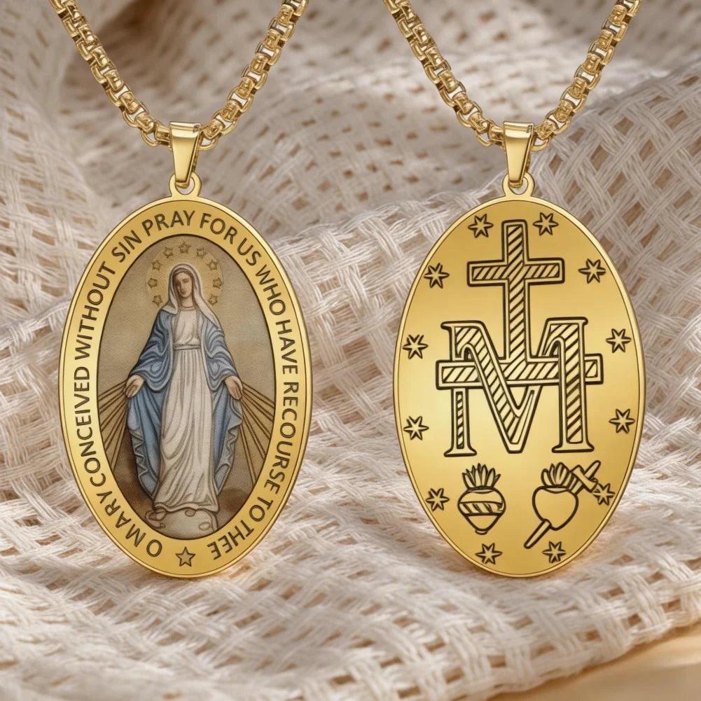 Miraculous Medal Pendant – Virgin Mary Catholic Protection Necklace