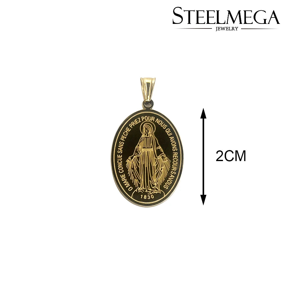 Miraculous Medal – Stainless Steel Catholic Necklace of Our Lady of the Miraculous Medal | Unisex Devotional Medal