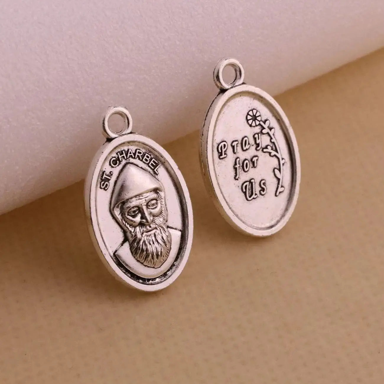 30PCS Saint Charbel Medals– Oval “Pray for Us” Saint Charbel Pendants