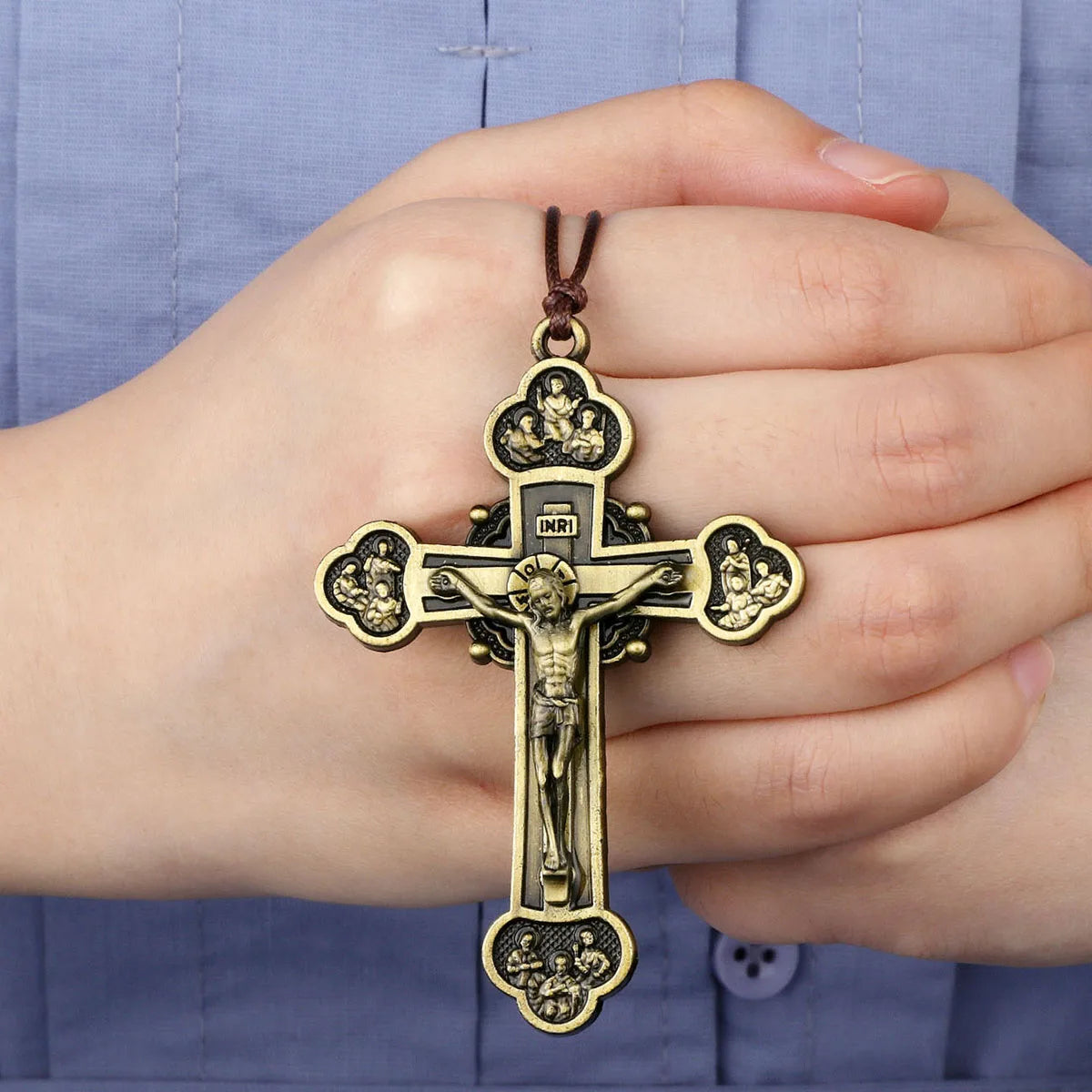 Holy Trinity Crucifix Pendant – Catholic Cross Devotional