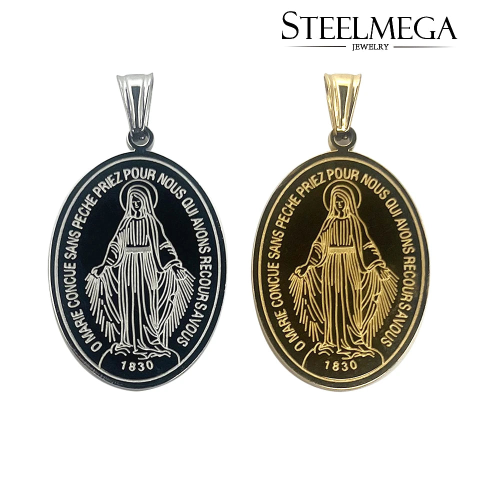 Miraculous Medal – Stainless Steel Catholic Necklace of Our Lady of the Miraculous Medal | Unisex Devotional Medal
