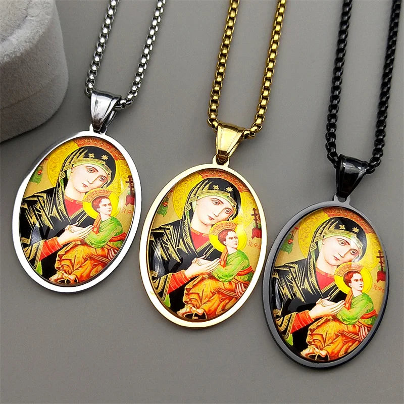 Our Lady of Perpetual Help Pendant Necklace – Catholic Marian Devotional