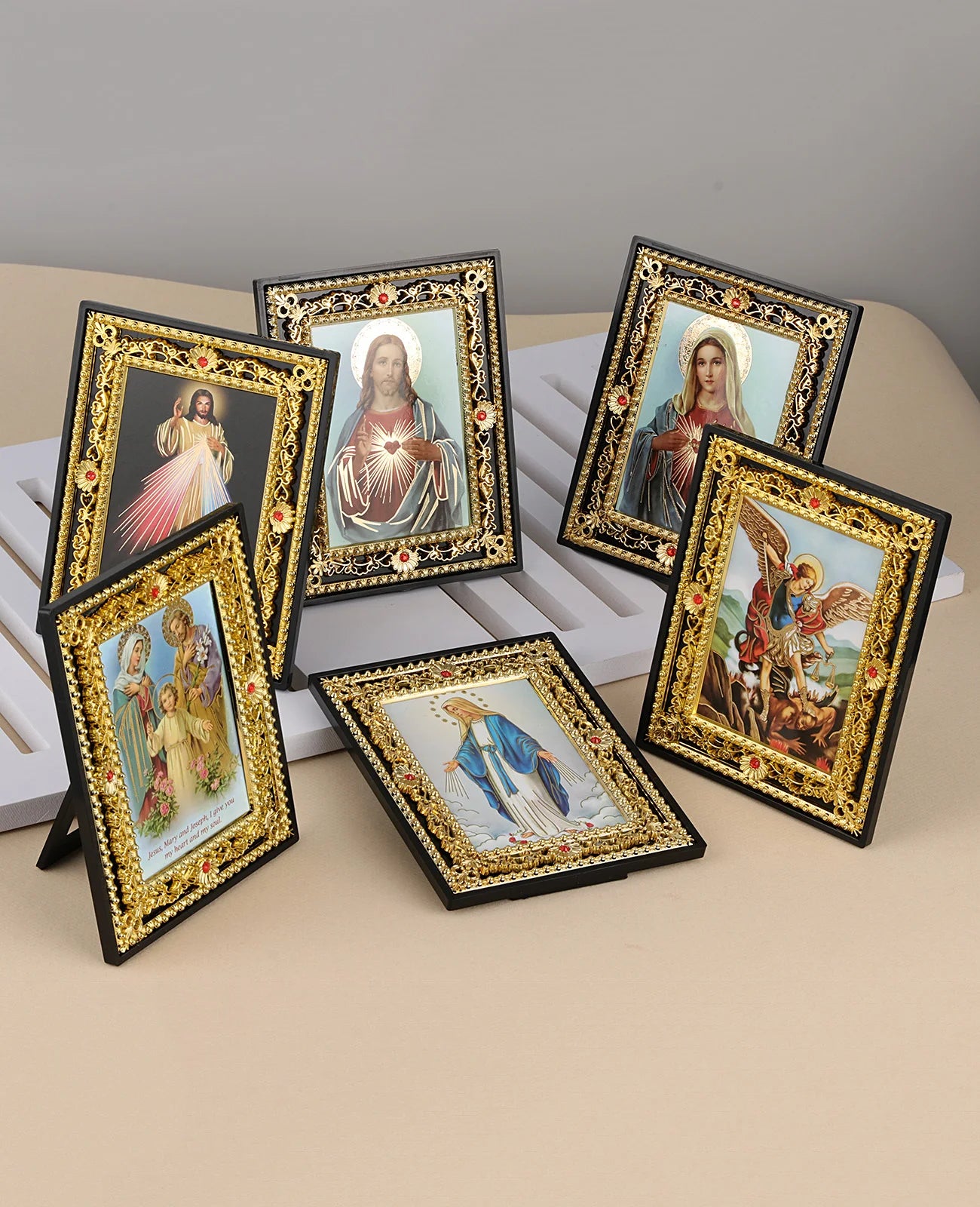 Catholic Holy Family Icon Square Frame – Mother & Refuge